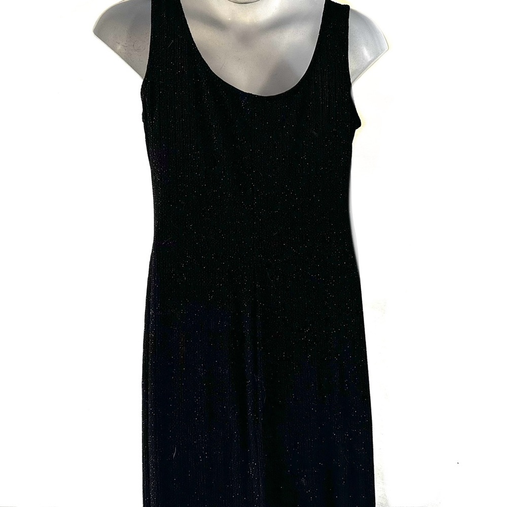 Alex Evenings Long Black Sparkly Dress  Sz 14 Sleeveless Holiday Party Event - Picture 3 of 6
